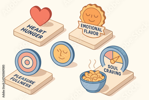 Illustrated concepts of emotional eating and soulful cravings