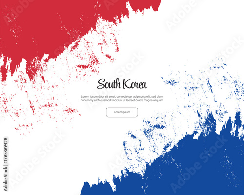 South Korea flag grunge paint brush stroke background with text and button template