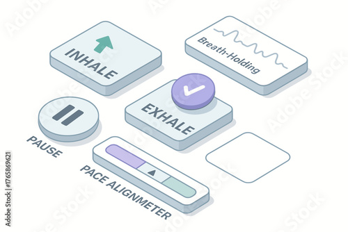 Breathing exercise interface with inhale, exhale, and breath-holding options