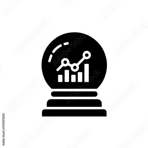 Business Forecasting and Data Prediction Glyph Icon in Crystal Ball - Future Analysis Vector