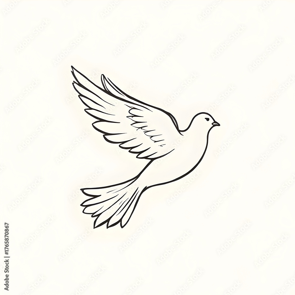 Fototapeta premium One continuous line drawing of flying up dove bird symbol of peace and freedom in simple linear