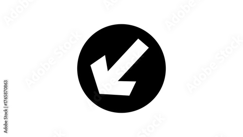 A black and white image of a downward arrow pointing to the left side