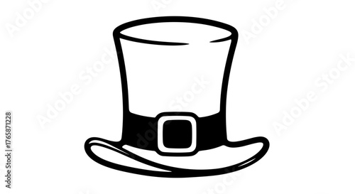 Classic top hat with a buckle in black and white design  
