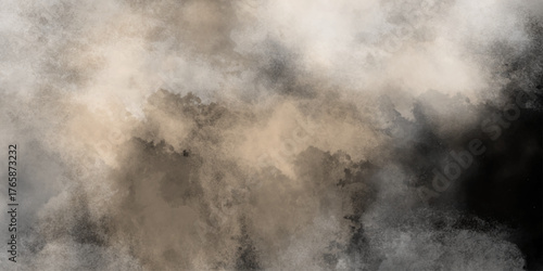 Watercolor background of coffee bombs or dust particles,Yellow fog and mist effect on black background. Pastel pink watercolor background, cloudy stains used as wallpaper, cover, presentation design .