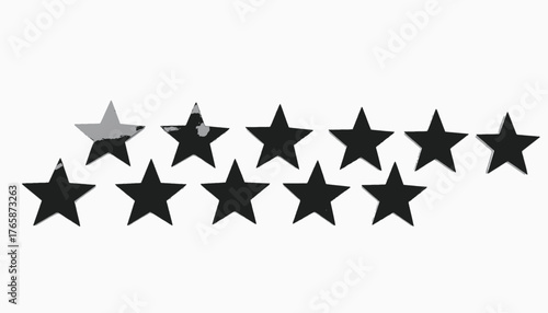 A row of eleven stars with jagged edges, one is partially gray, on a white background