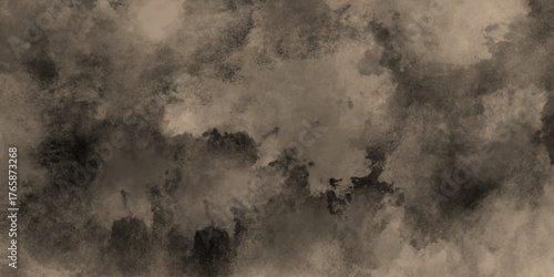 Watercolor background of coffee bombs or dust particles,Yellow fog and mist effect on black background. Pastel pink watercolor background, cloudy stains used as wallpaper, cover, presentation design .