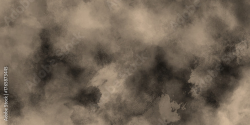 Watercolor background of coffee bombs or dust particles,Yellow fog and mist effect on black background. Pastel pink watercolor background, cloudy stains used as wallpaper, cover, presentation design .