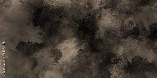 Watercolor background of coffee bombs or dust particles,Yellow fog and mist effect on black background. Pastel pink watercolor background, cloudy stains used as wallpaper, cover, presentation design .