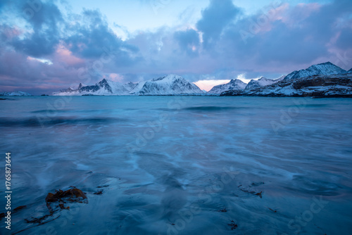 Winter Evening on the Fjord Beach