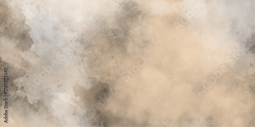 Watercolor background of coffee bombs or dust particles,Yellow fog and mist effect on black background. Pastel pink watercolor background, cloudy stains used as wallpaper, cover, presentation design .