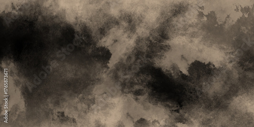 Watercolor background of coffee bombs or dust particles,Yellow fog and mist effect on black background. Pastel pink watercolor background, cloudy stains used as wallpaper, cover, presentation design .