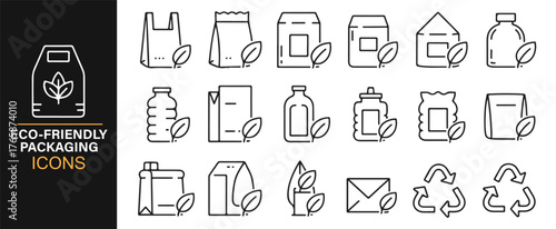 Eco-conscious packaging icons for biodegradable and reusable product visuals.