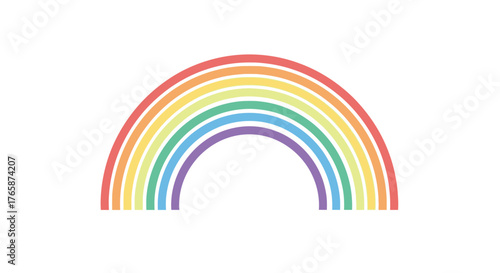 A simple illustration of a colorful rainbow arc on a white background