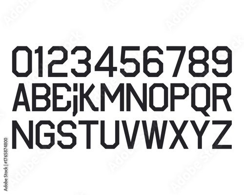 Geometric Style Font Display with Numbers and Letters