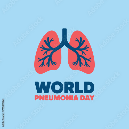 Vector art of world pneumonia day graphic with lungs illustration and text