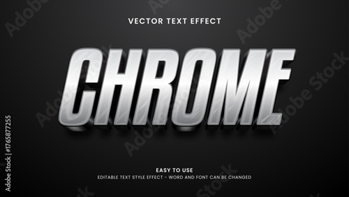 chrome editable text effect 3d