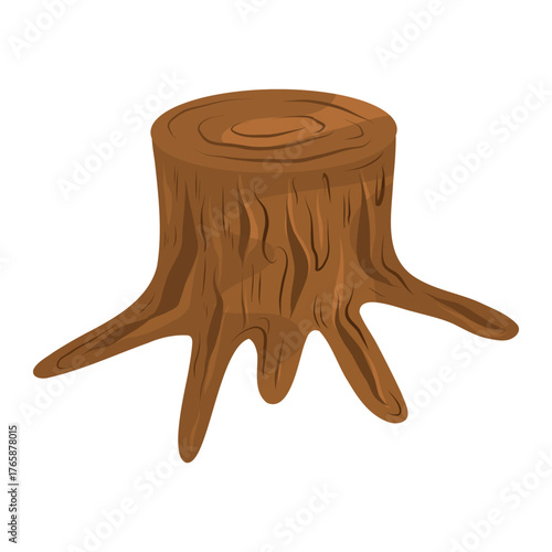 Tree stump vector illustration on white background, Wood stump vector, Hand drawn detailed tree stump