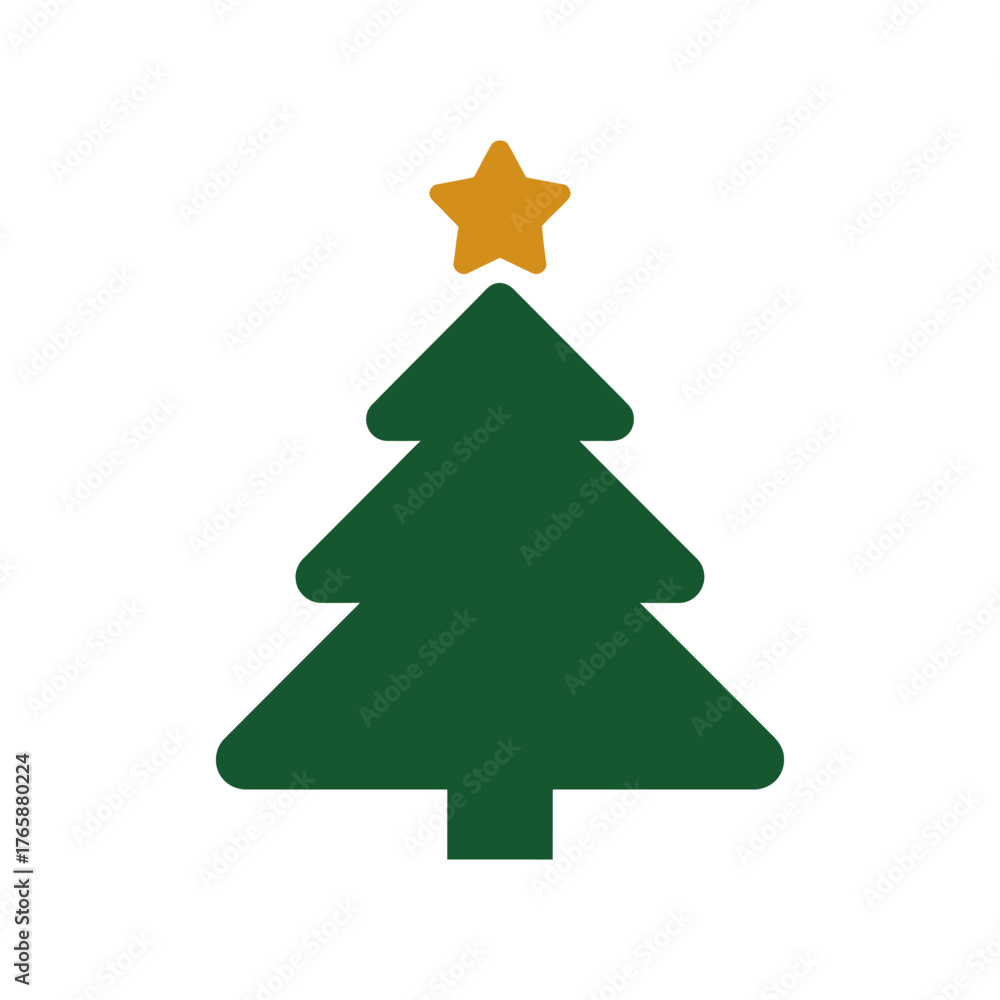 Obraz premium Christmas tree Icon on White Background Vector Art Illustration on white background.