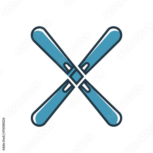 Skis Icon on White Background Vector Art Illustration on white background.
