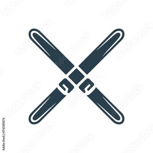 Skis Icon on White Background Vector Art Illustration on white background.