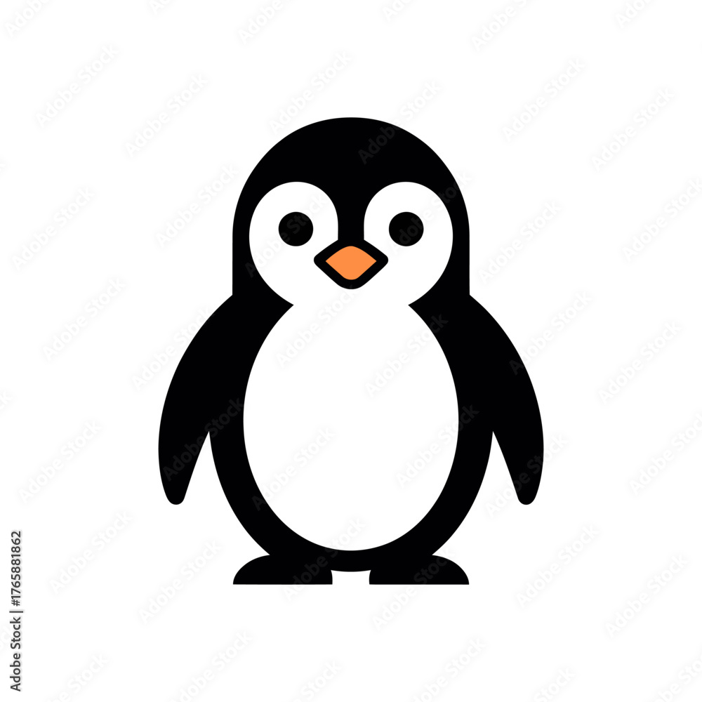 Obraz premium Penguin Icon on White Background Vector Art Illustration on white background. 