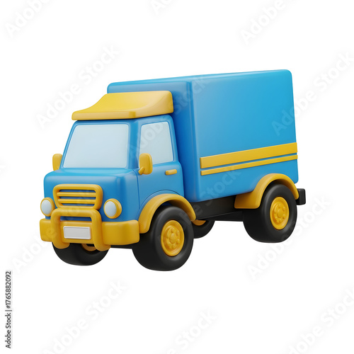 Cartoon Delivery Truck with Transparent Background