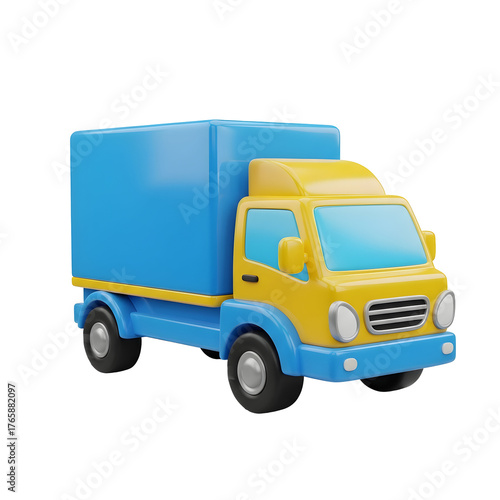 Delivery Truck 3D Render with Transparent Background
