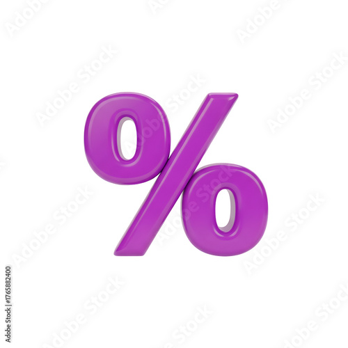 Purple Percentage Sign Isolated on Transparent Background