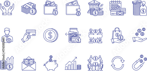 Financial Icons A Comprehensive Set for Banking, Investments, and Economic Concepts