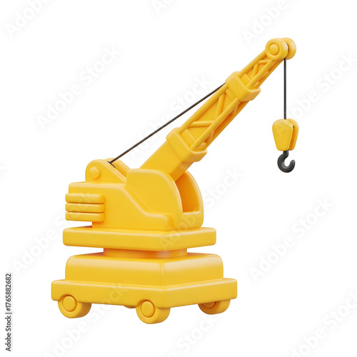 Yellow Toy Crane with Transparent Background