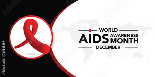 Aids awareness month is observed every year in December, This day brings attention to the growing number of people living long and full lives with HIV and to their health and social needs. Vector art