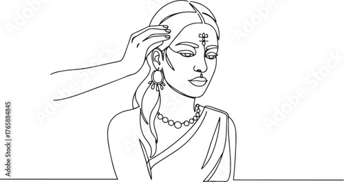 Intimate blessing depicted through single continuous line drawin