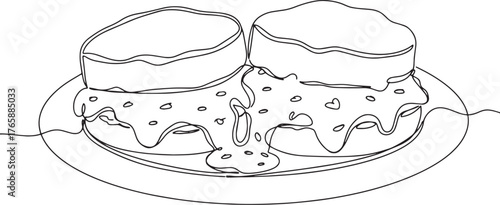 Simple line drawing illustration of American biscuits with gravy