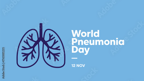 Vector art of world pneumonia day simple illustration with lungs and text on a light blue background, promoting respiratory health