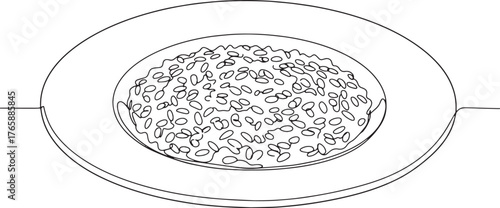 Risotto Illustration: A Detailed Line Drawing of Traditional Ita