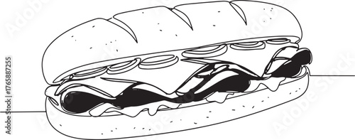 Delicious philly cheesesteak sandwich illustration with cheese a