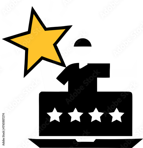 gold star icon on shiny metal button vector illustration