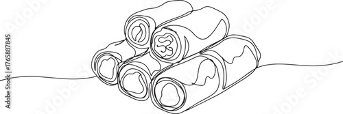 Elegant Dolmades Line Art: A Culinary Minimalism Illustration fo