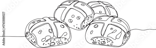 Simple Hot Cross Buns Line Art Illustration for Easter Design Pr