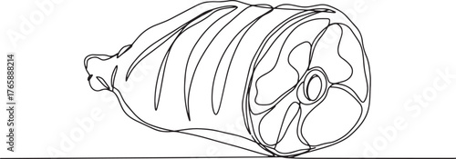 Elegant minimalist line drawing showcasing a delectable baked ha