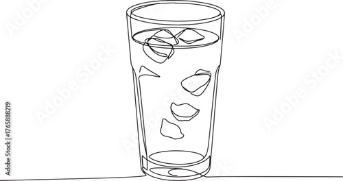Minimalist continuous line art of refreshing rose lemonade bever