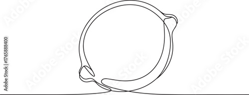 Elegant single continuous line drawing of fresh lemon, healthy f