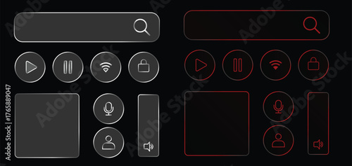 Transparent Liquid Glass Mobile Interface Icon with Neon Glow and Minimal UI Elements for Futuristic App and Web Design Projects”