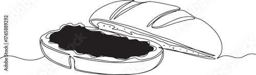 Minimalist line art illustration of Pan con Tomate, a simple Spa