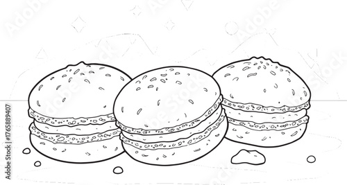 Delightful Coconut Macaroons Outline with Geometric Mountain Bac