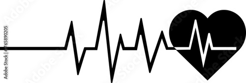 Black heartbeat line symbol, cardiology, medical pulse, healthcare clipart , health monitoring, digital heartbeat graphics, vector illustration !