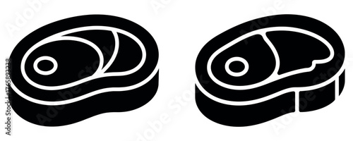 Minimalist Meat Solid Icon Vector Illustration. Ideal for Website UI/UX, Butcher Shop, Food Menu, Cooking App, and Restaurant Design.