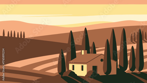 tuscany landscape with church