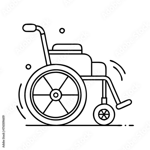 Vector art of a line drawing of a wheelchair, symbolizing mobility and accessibility