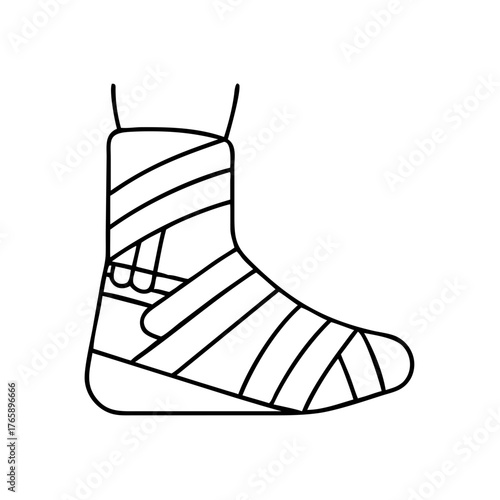 Vector art of ankle injury wrapped in a medical bandage, , illustrating pain, recovery, and the need for support and protection